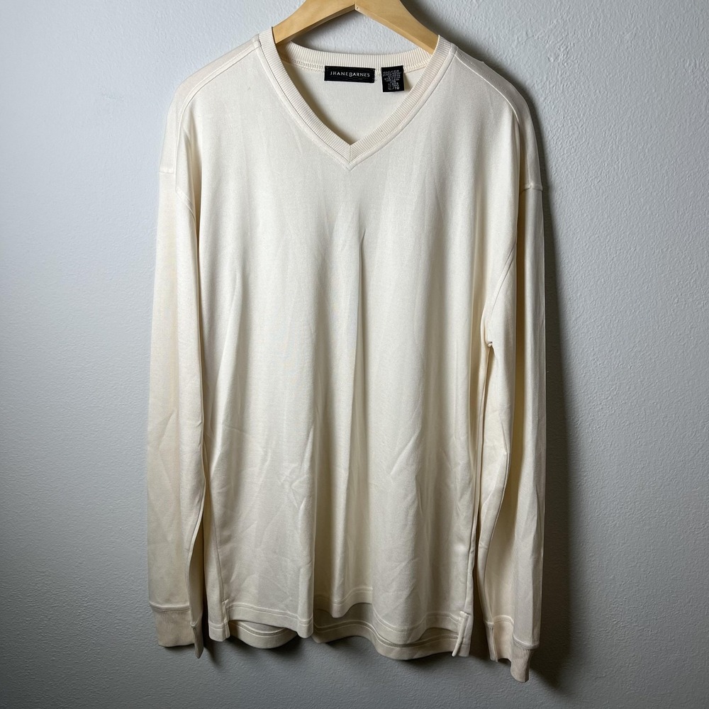 Jhane Barnes Sweater Mens XL Silk Blend V Neck Pullover‎ Long Sleeve Classic